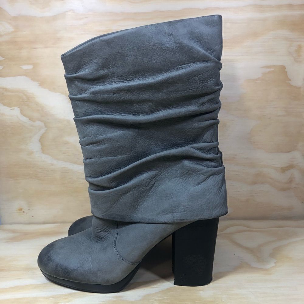 Vince Camuto Cassandra Gray Leather Slouch Boots Women’s Size 8.5